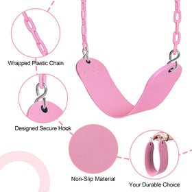Take Me Away pink plastisol-coated chains enhance rust resistance and durability