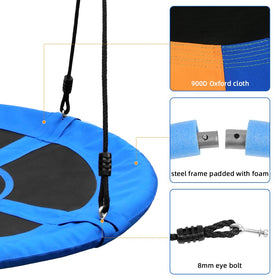 Take Me Away saucer swing blue frame with padded tubes for safe play