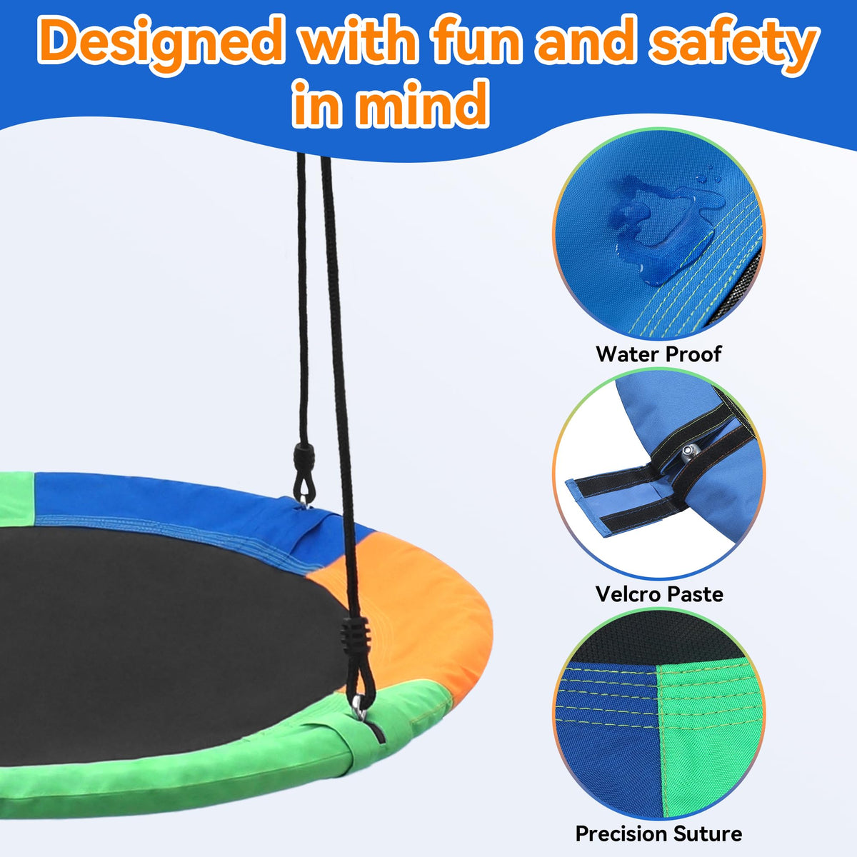 Take Me Away saucer tree swing seat for kids, heavy-duty galvanized frame resists rust