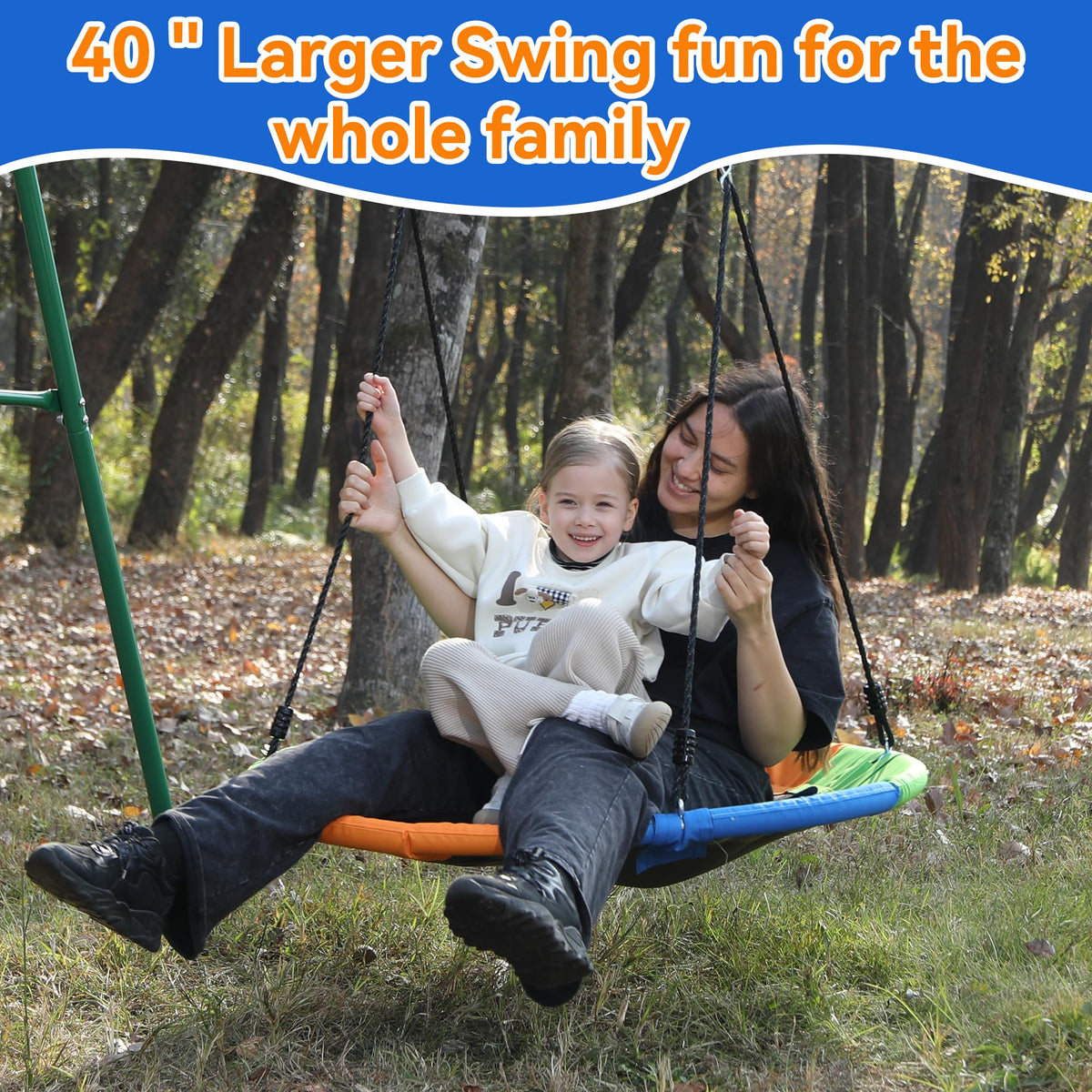 Take Me Away saucer tree swing seat for kids, ready to hang for easy setup