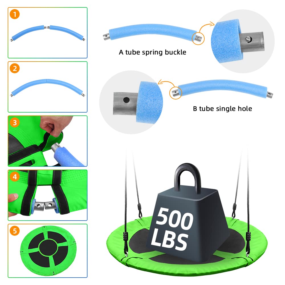 Take Me Away Saucer Tree Swing steel frame offers durable outdoor support