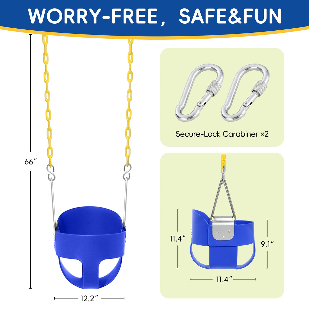 Take Me Away enclosed-seat design keeps toddlers secure during swings