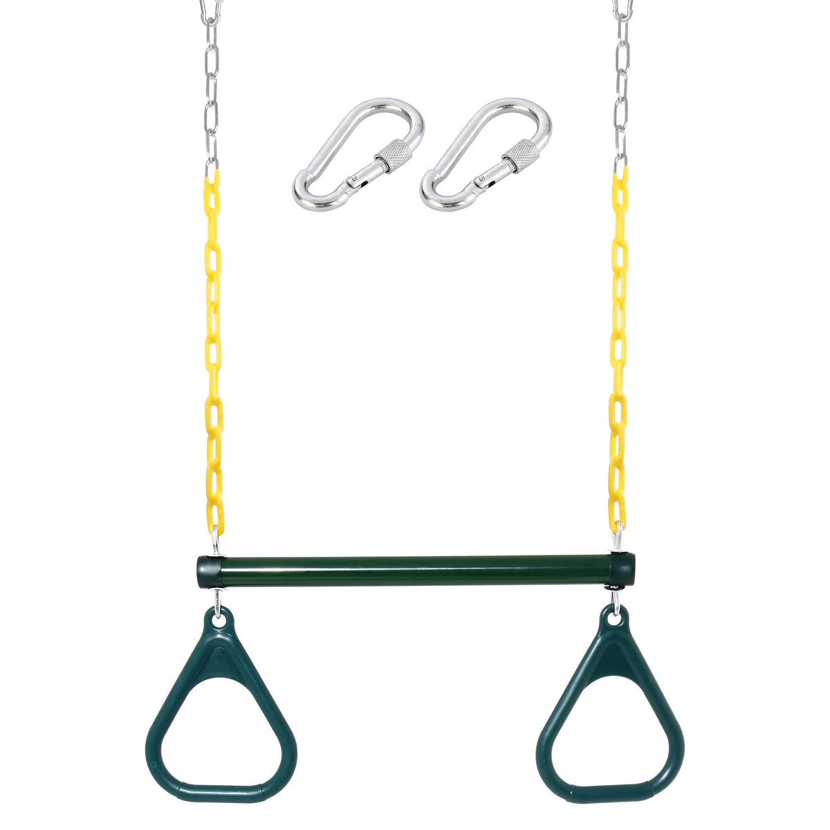 Take Me Away trapeze bar with rings for durable backyard fun