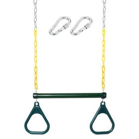 Take Me Away trapeze bar with rings for durable backyard fun