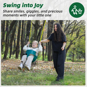 Take Me Away yellow-coated chains reduce pinch risks during playtime.