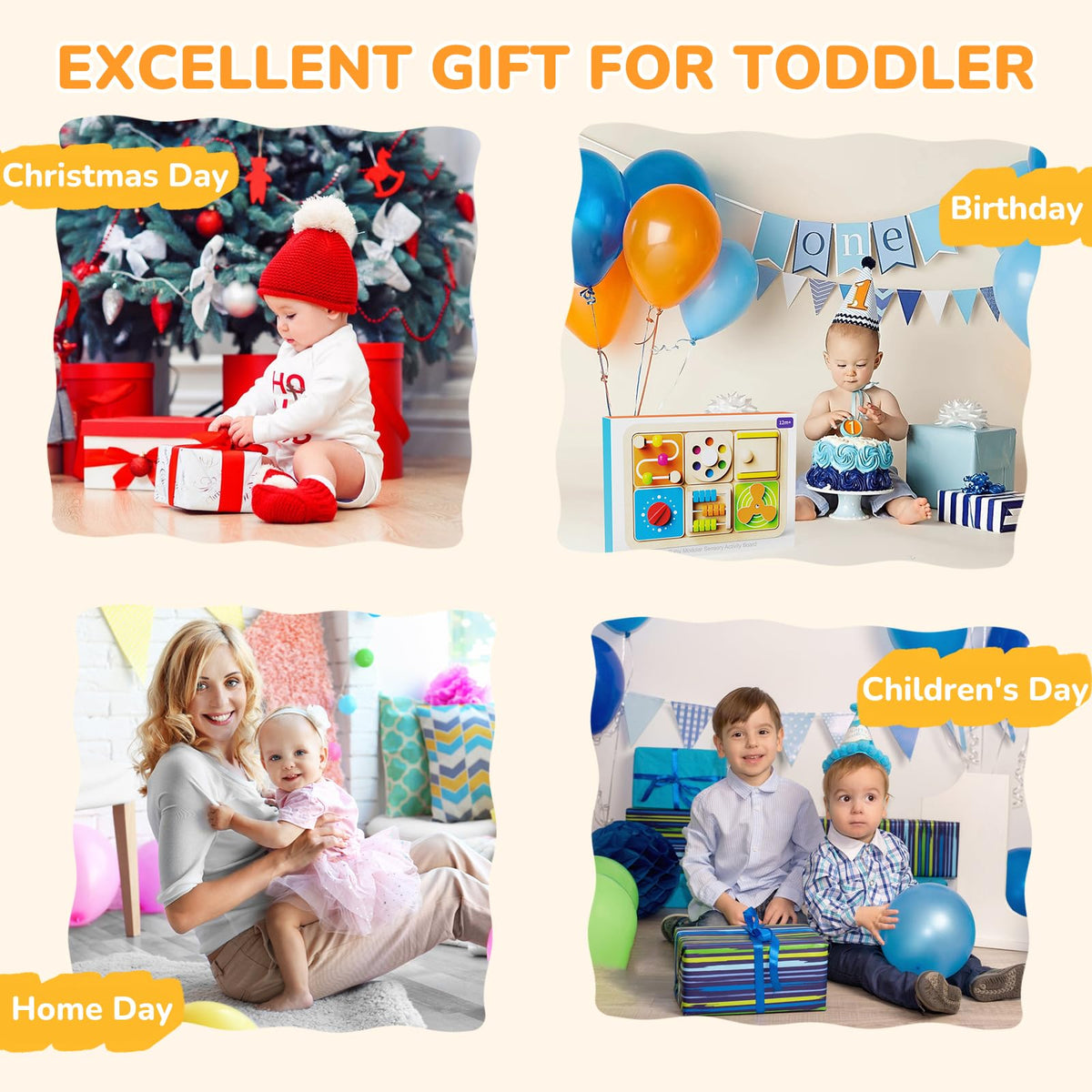Takeeyce Wooden toddler board delivers durable, BPA-free exploration for years.