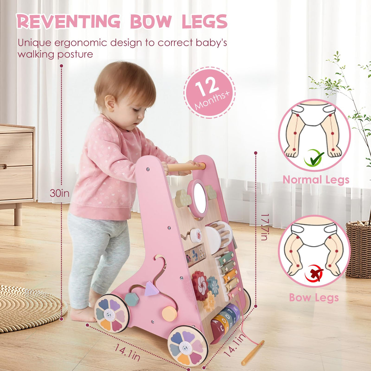 Takeeyce push and pull walker doubles as a learning activity center.