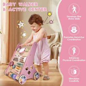 Takeeyce safety-built walker uses FSC wood and rubber wheels for safe play.