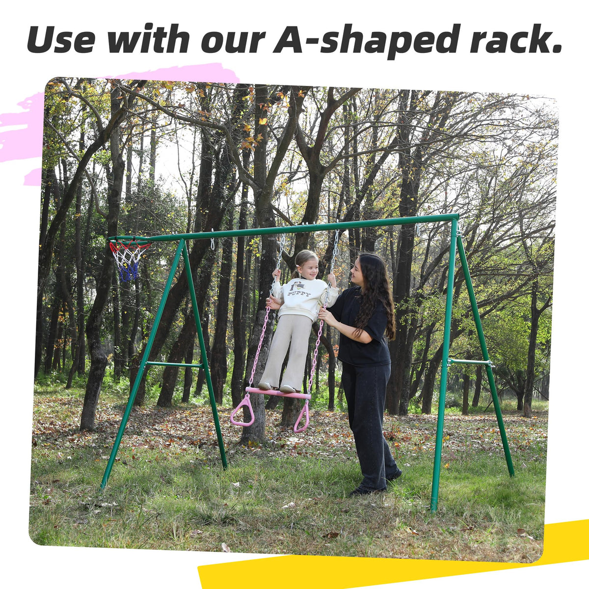 Take Me Away adjustable-height chains tailor swing height easily