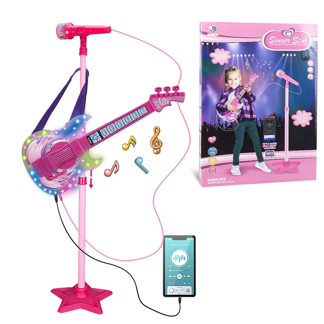 TAKIHON guitar and microphone set for kids, ideal for playful learning and creative performance.