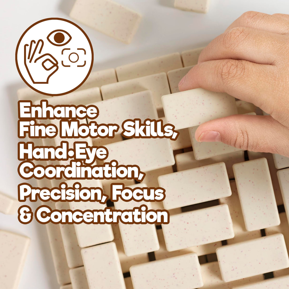 Taksa Toys Montessori-inspired building blocks encourage focused learning.