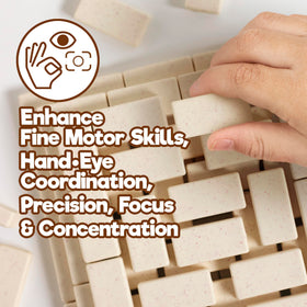 Taksa Toys Montessori-inspired building blocks encourage focused learning.