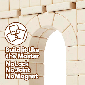 Taksa Toys Roman Arch construction pieces shown in action promoting creative building.