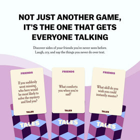 TALES conversation cards in hand, ready for game night and deeper connections.