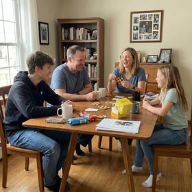 TALES Family Edition on a table during a casual gathering.