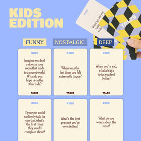 TALES Kids Edition card art featuring playful characters to inspire creativity
