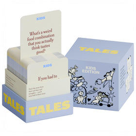 TALES Kids Edition deck cover, inviting family game nights and storytelling