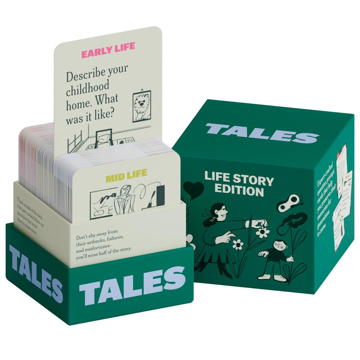 TALES Life Story Interview Kit box on a table invites storytelling and memories.