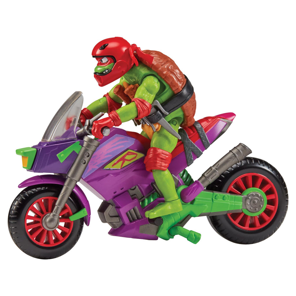 Tales TMNT Purple Dragon Battle Cycle front view shows authentic styling for play