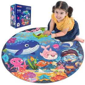 TALGIC ocean floor puzzle 70-piece round with bright underwater scenery for imaginative play