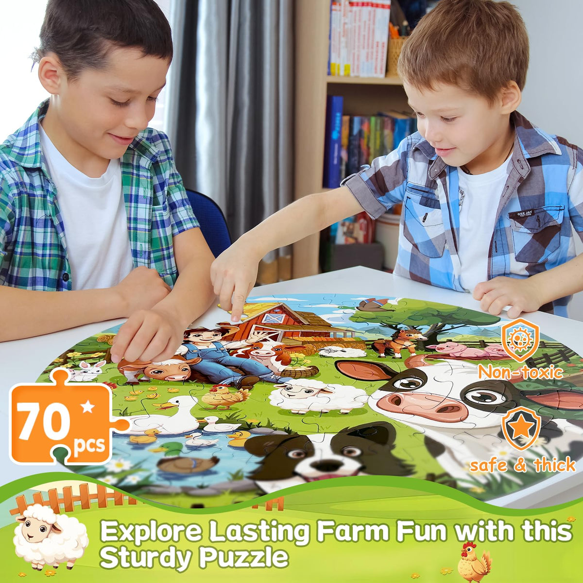 TALGIC barn and farm scene round puzzle captures rural life with vibrant detail.