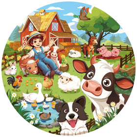 TALGIC farm scene round puzzle boosts concentration and hands-on learning during play.