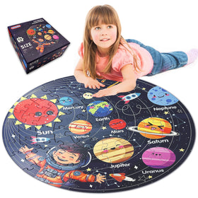 TALGIC solar system round 70pc puzzle with planets for hands-on learning.