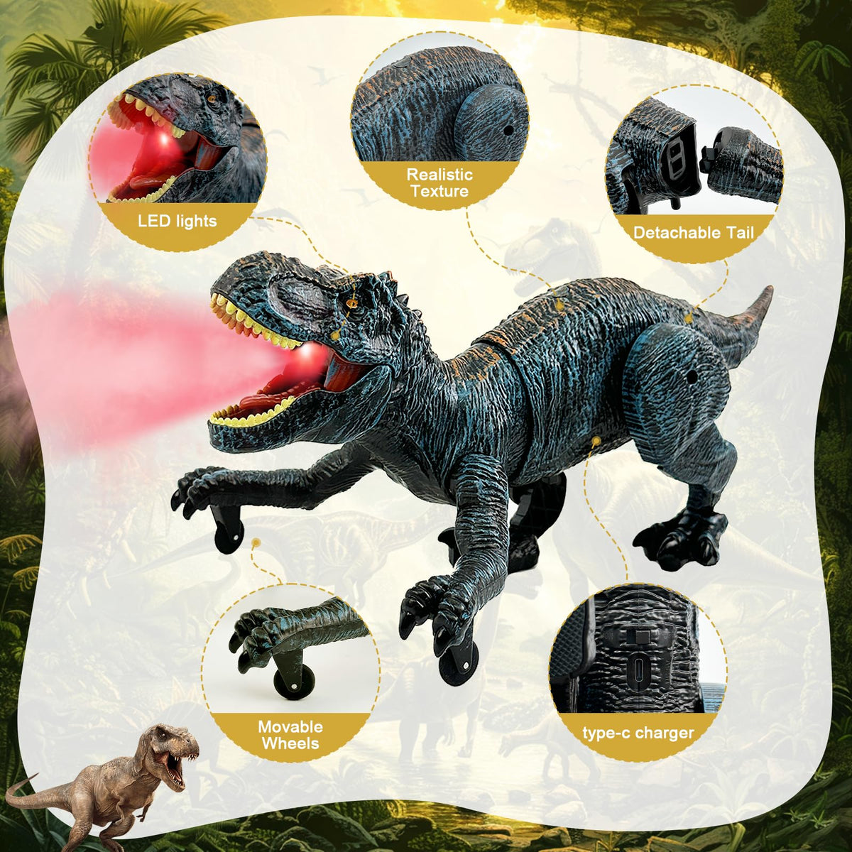 TALGIC rc dinosaur blue shows realistic legs for engaging play.