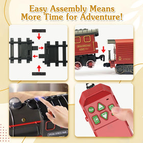 Steam-puff feature recreates authentic chimney release for sensory train adventures