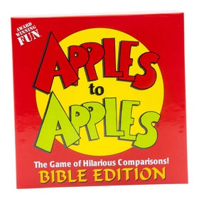 TaliCor Apples to Apples Bible Edition box open for quick, fun family gameplay.
