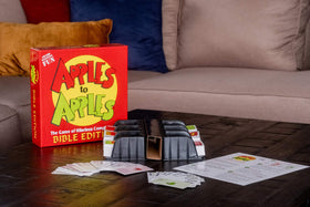 TaliCor Apples to Apples Bible Edition deck laid out for easy, engaging play.