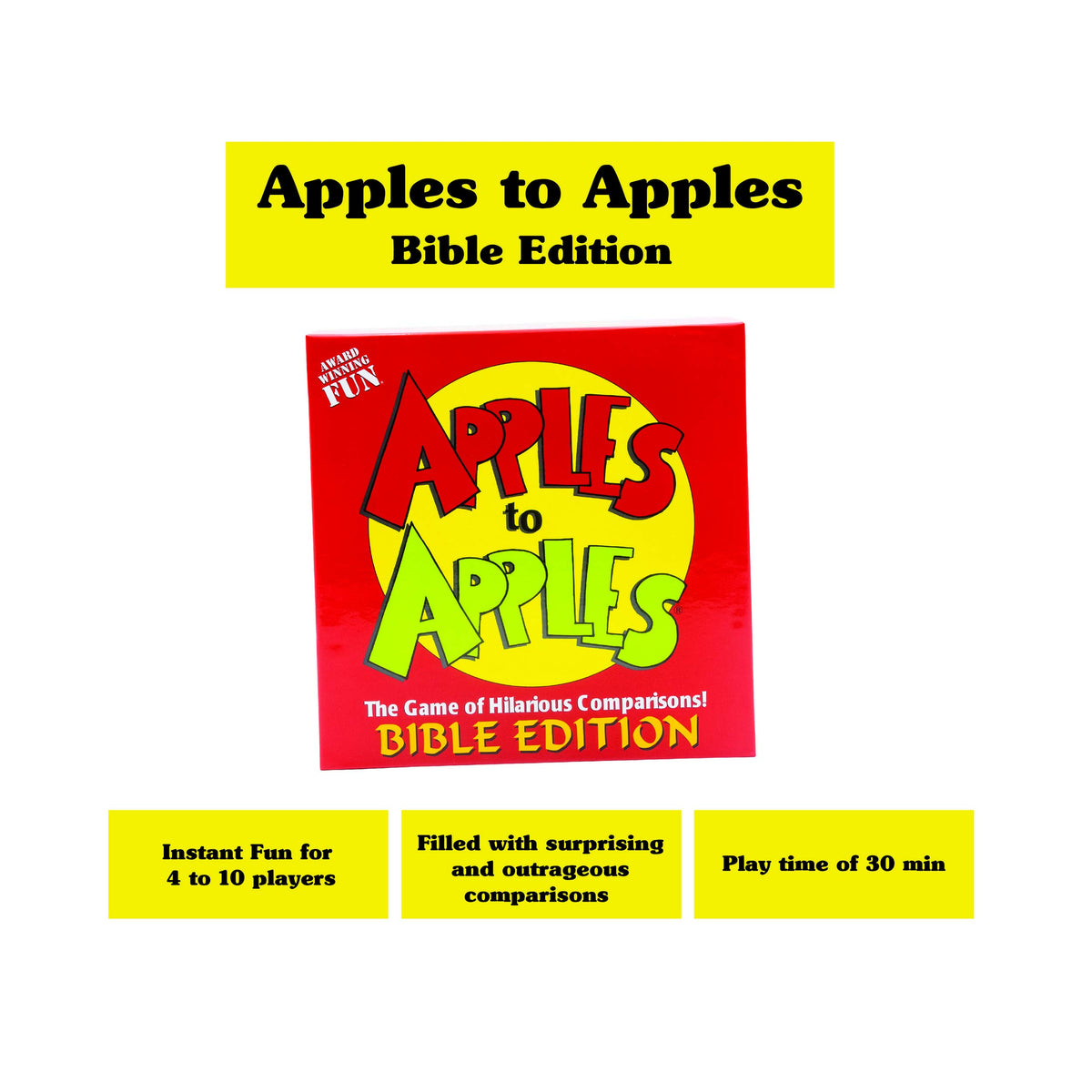 TaliCor Apples to Apples Bible Edition players share laughs during lively rounds.
