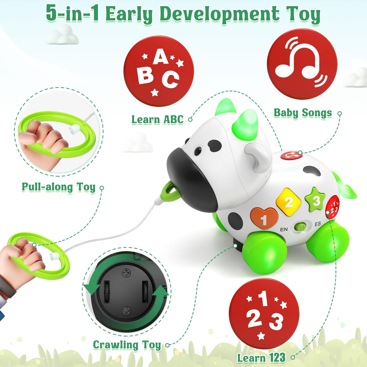 Talkfun toy uses large, pressable buttons and two volume levels.