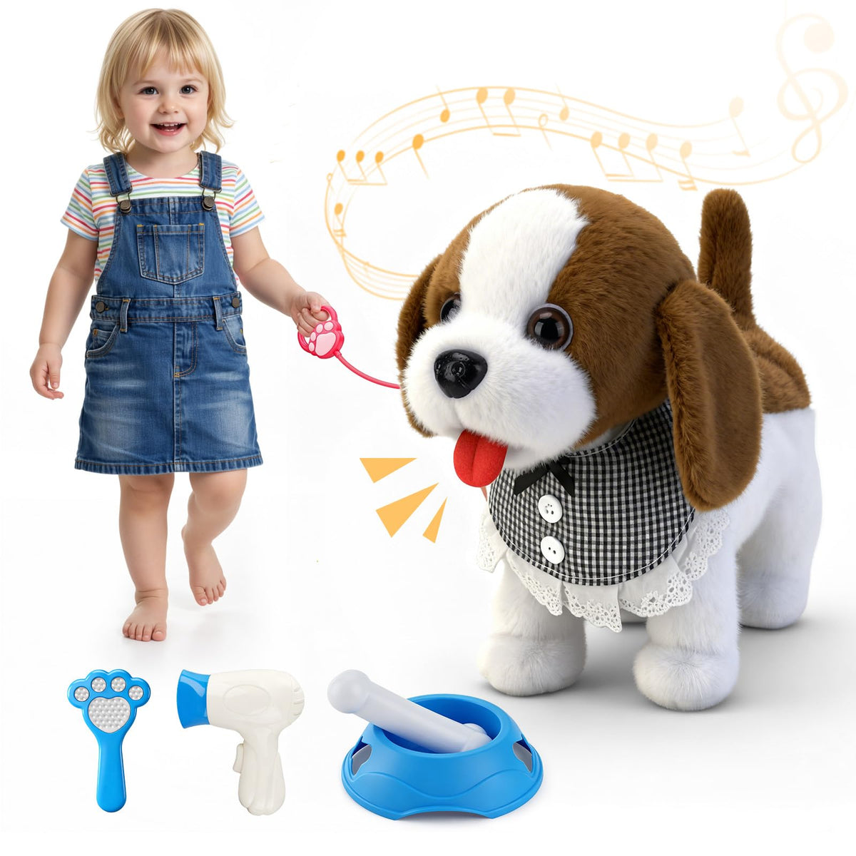 Talkfun plush puppy walking mode invites active play and movement.