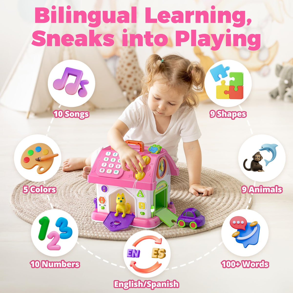 Talkfun Learning House Toy features dog and house for immersive exploration.