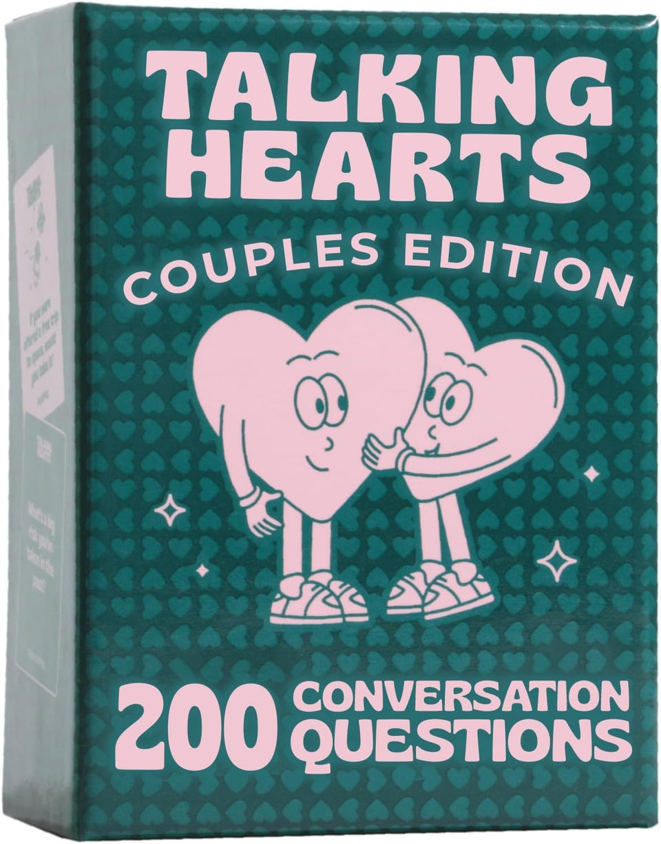 Talking Hearts box cover with 200 prompts to spark connection during date nights.