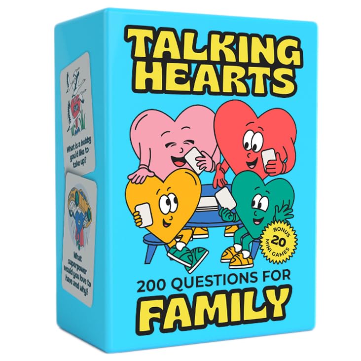 Talking Hearts conversation cards for dinnertime prompts boosting family connection.