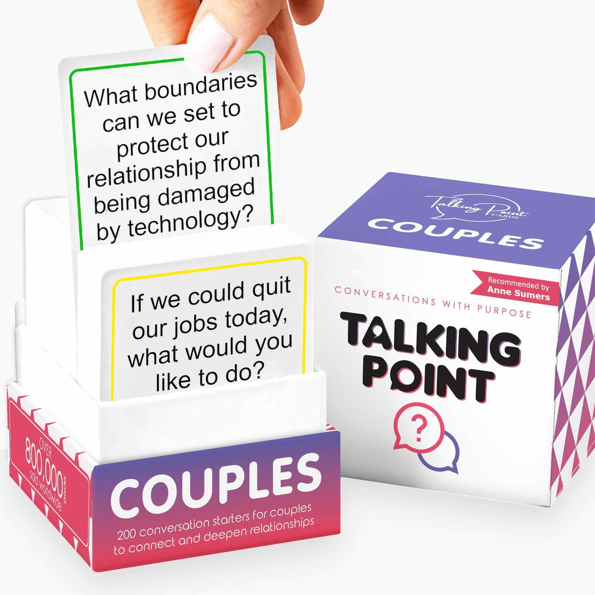 Talking Point Cards deck on a cozy couch for intimate conversations to build closeness