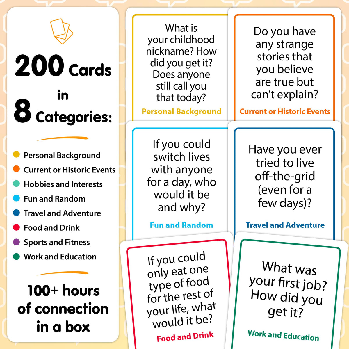 Talking Point Cards hand with deck ready to spark meaningful small talk