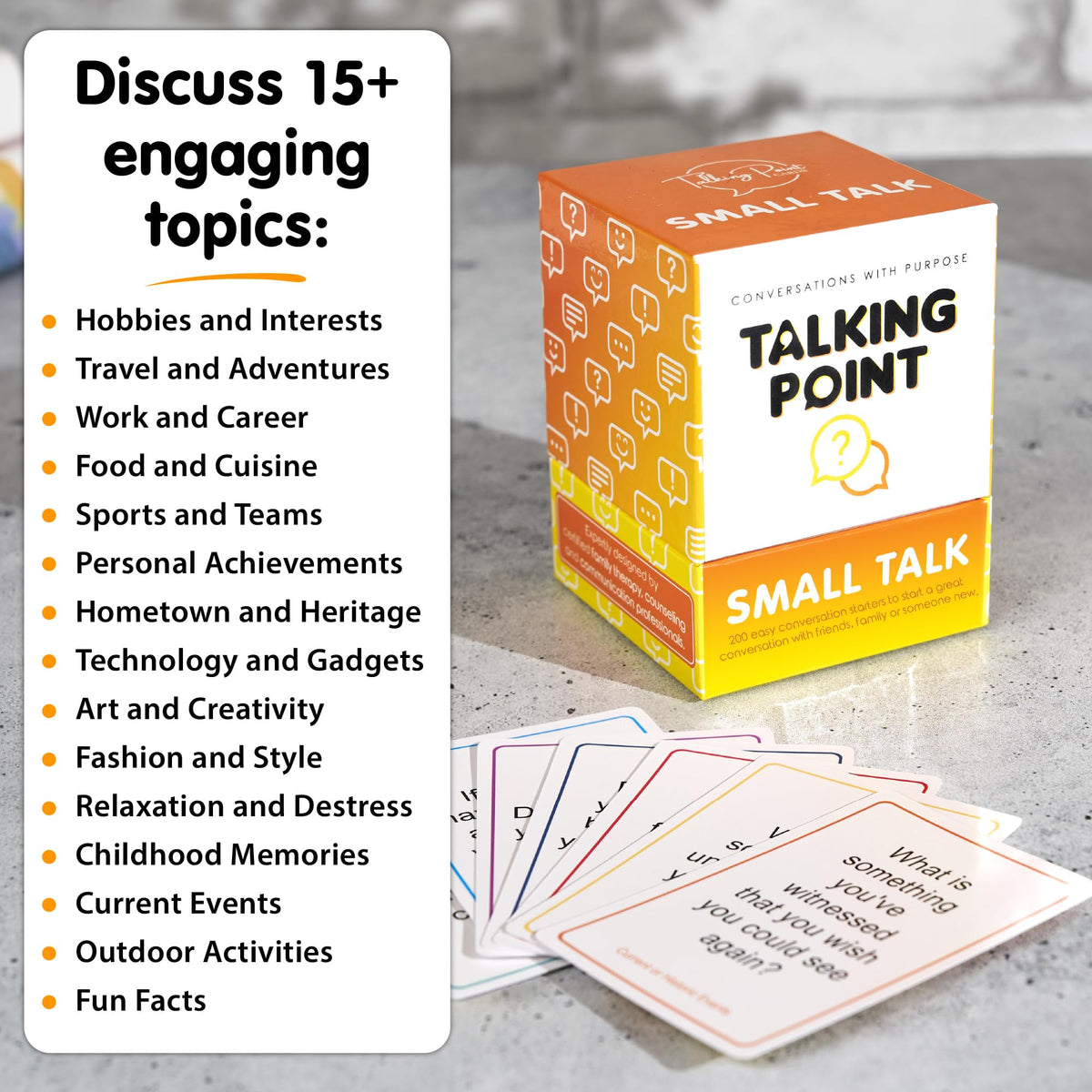 Talking Point Cards premium cardstock durable for travels and gatherings