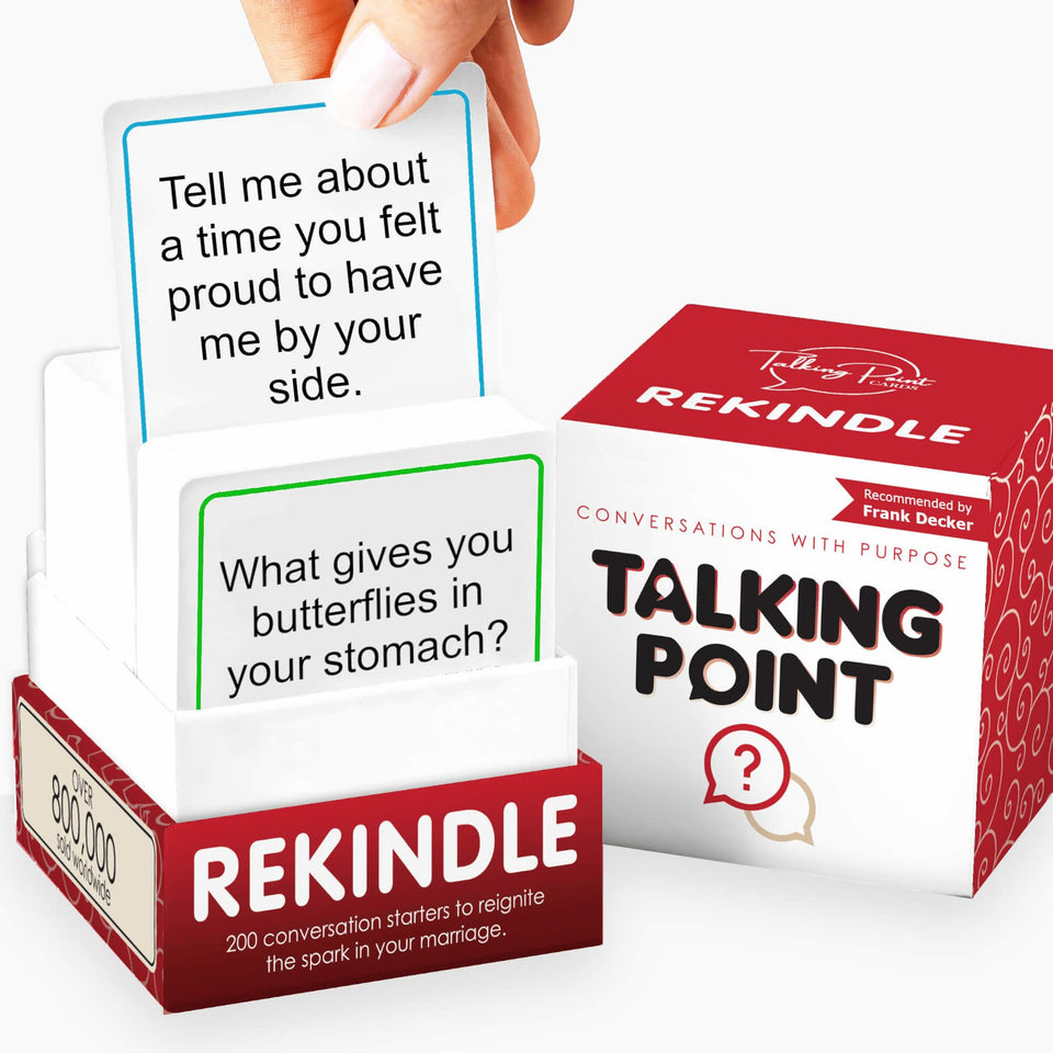 Talking Point Cards Rekindle Pack cover: compact intimacy tool for date night conversations.