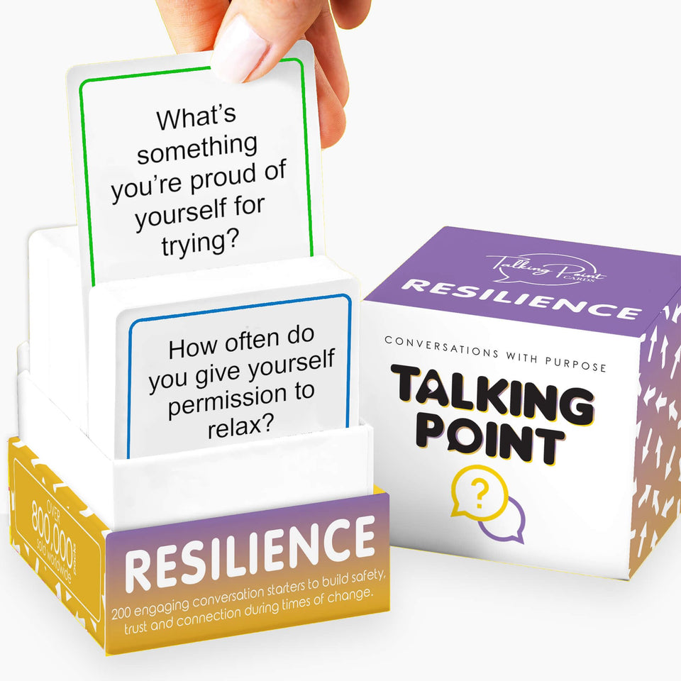 Talking Point Cards resilience pack cover inviting family conversations to strengthen trust and connection.