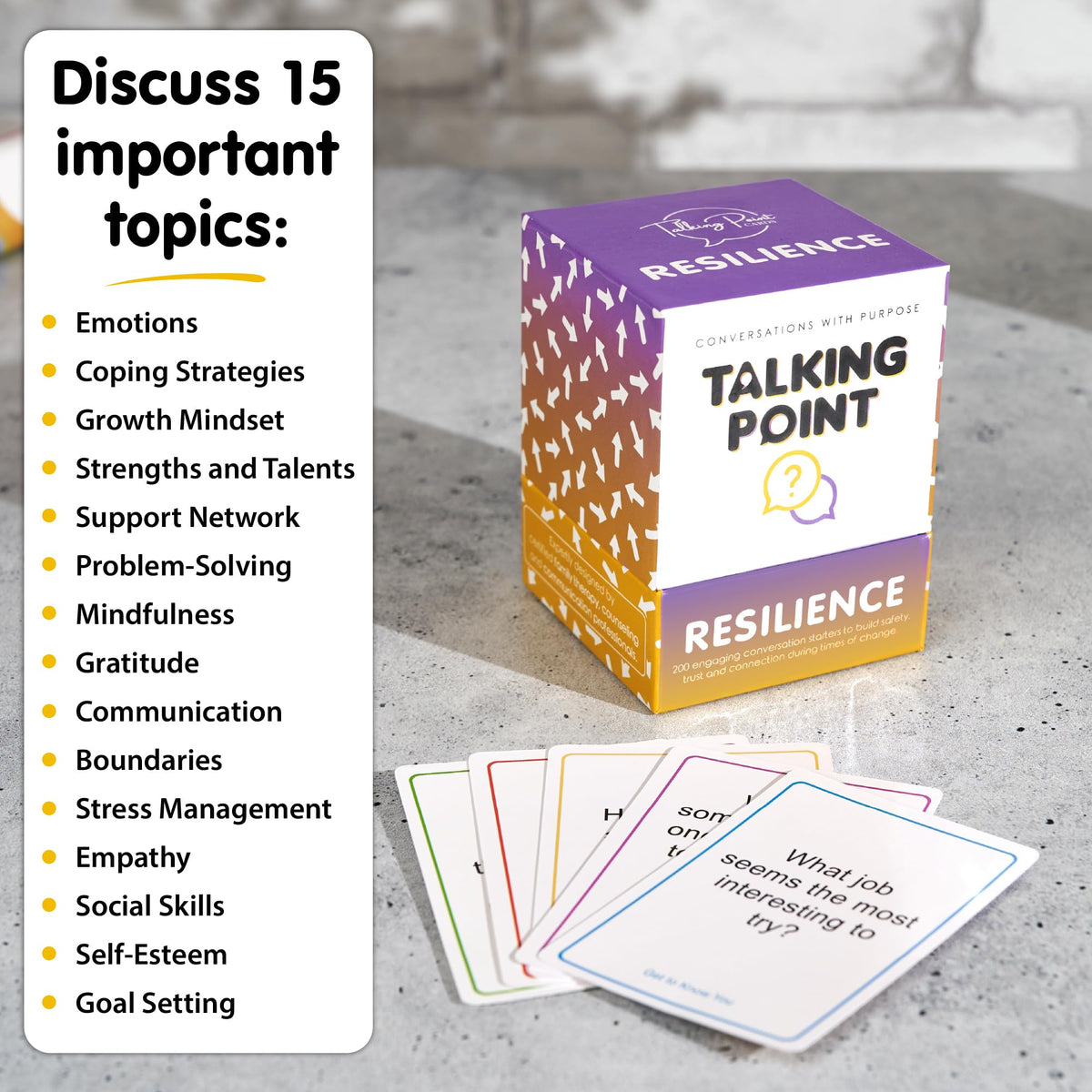 Talking Point Cards on a table creating a safe space for open conversations.