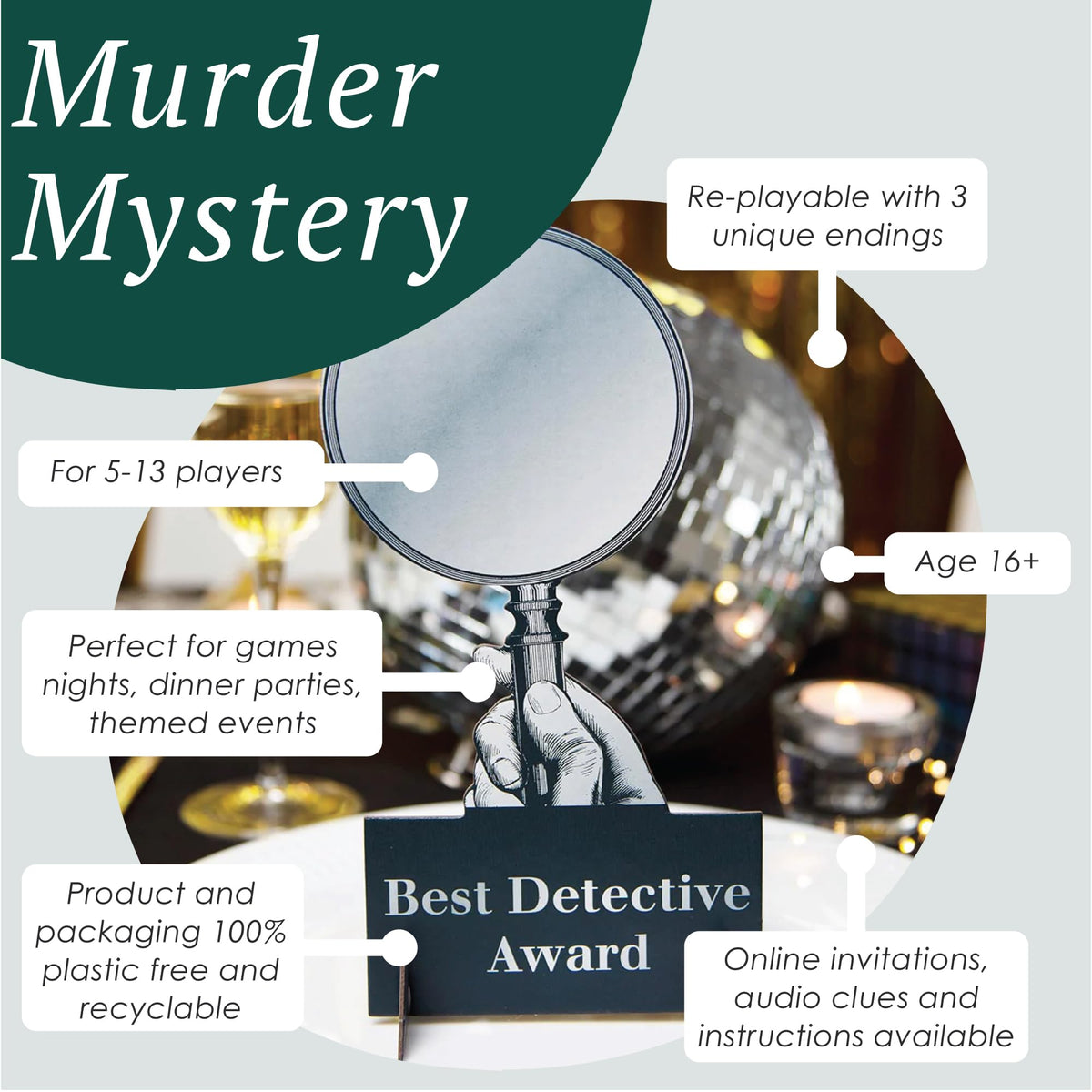 Talking Tables murder mystery game props scene demonstrates immersive clues for guests