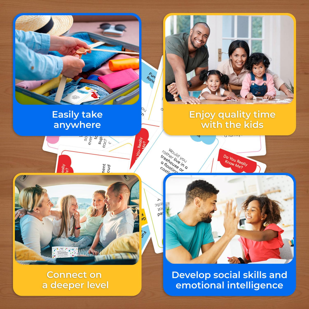TalkWise 6-topics color-coded card set arranged by color for easy prompts.