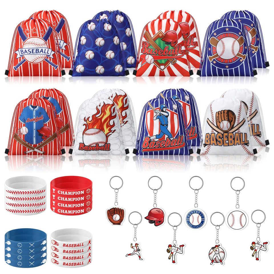 Talltalk baseball drawstring bag, durable tote perfect for snacks and party favors