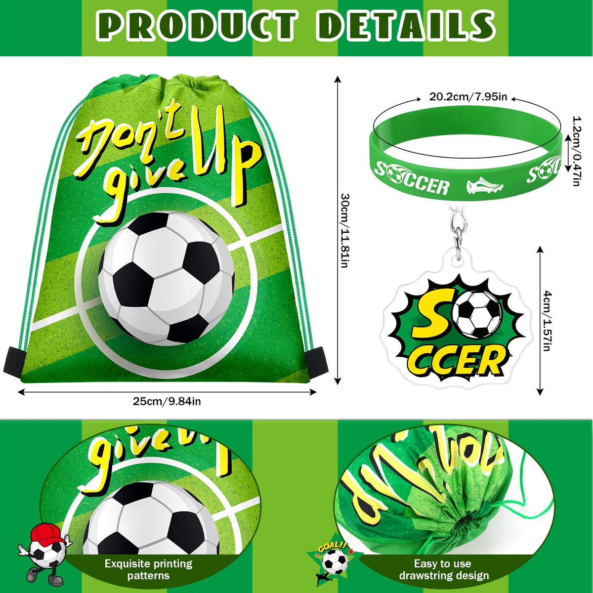 Talltalk soccer drawstring bags side view showing size and portability