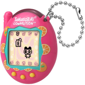 Tamagotchi Connection bright coral design adds shelf appeal and charm.