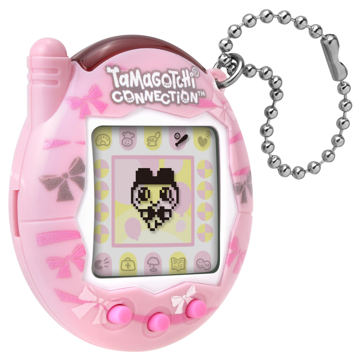Tamagotchi Connection Dainty Bows mini-games boost interaction and happiness.