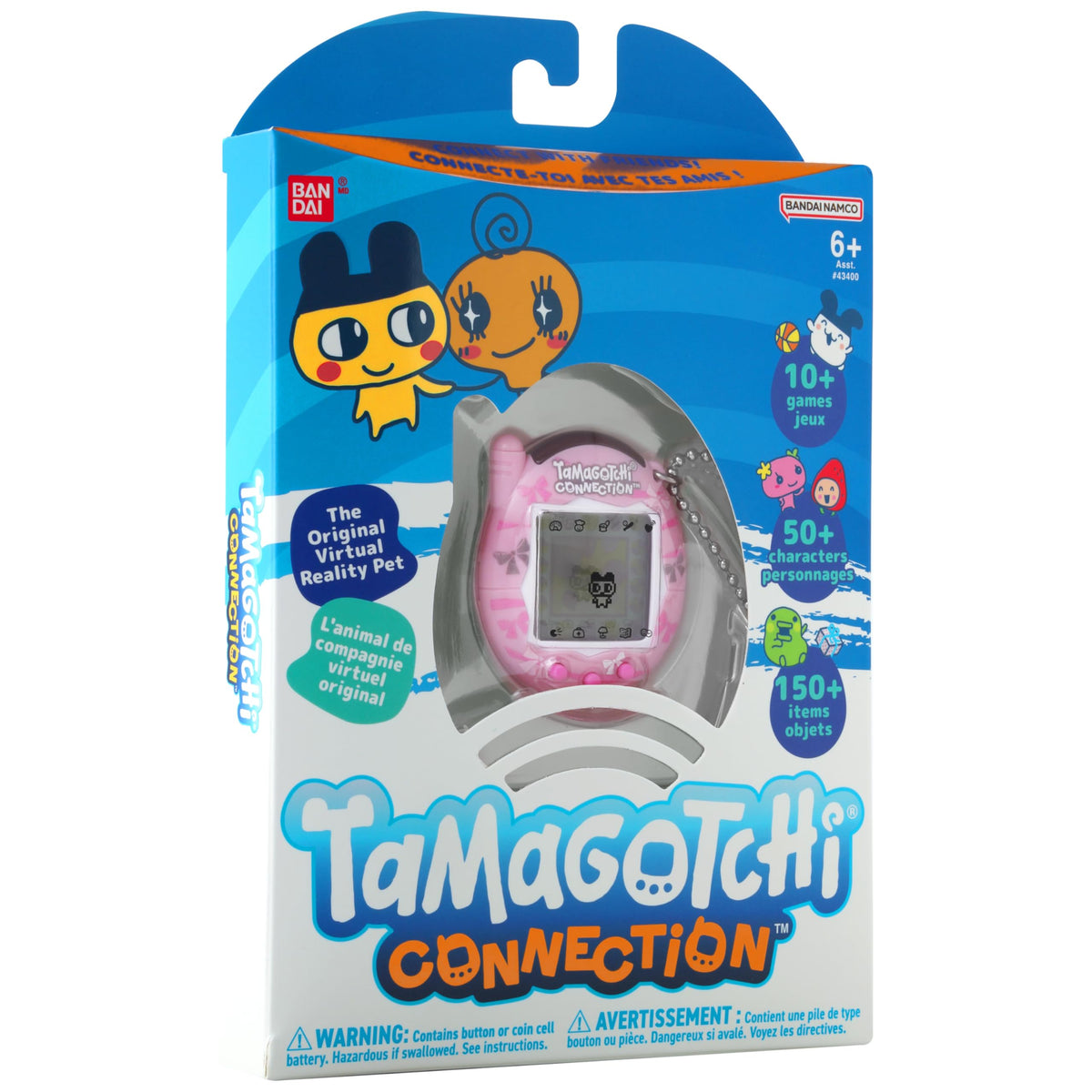 Tamagotchi Connection Dainty Bows social play connects with friends for gifts and games.